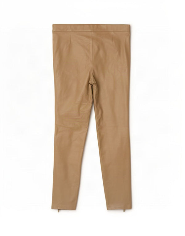 Pantaloni slim din piele pentru femei Zara XL W32 L27 Bej