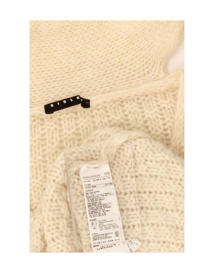 SISLEY Womens Poncho Jumper UK 10 Small Off White Wool Vintage Sisley and Second-Hand Sisley from Messina Hembry 