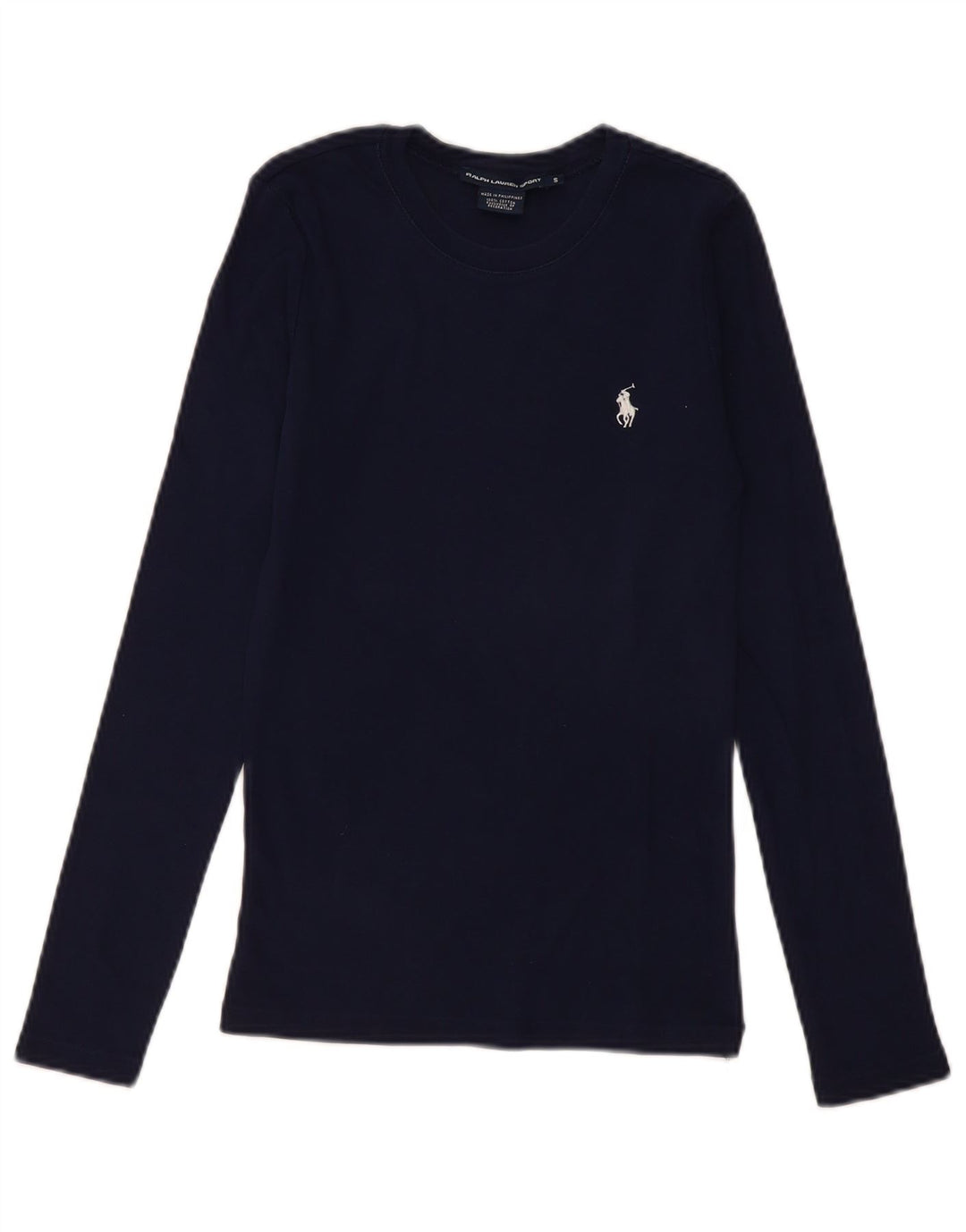 Top pentru femei Ralph Lauren cu mânecă lungă UK 8 mic, bleumarin, bumbac