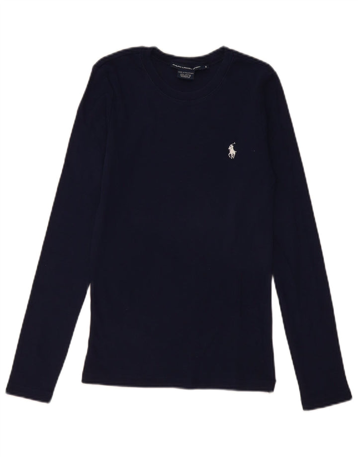 Top pentru femei Ralph Lauren cu mânecă lungă UK 8 mic, bleumarin, bumbac
