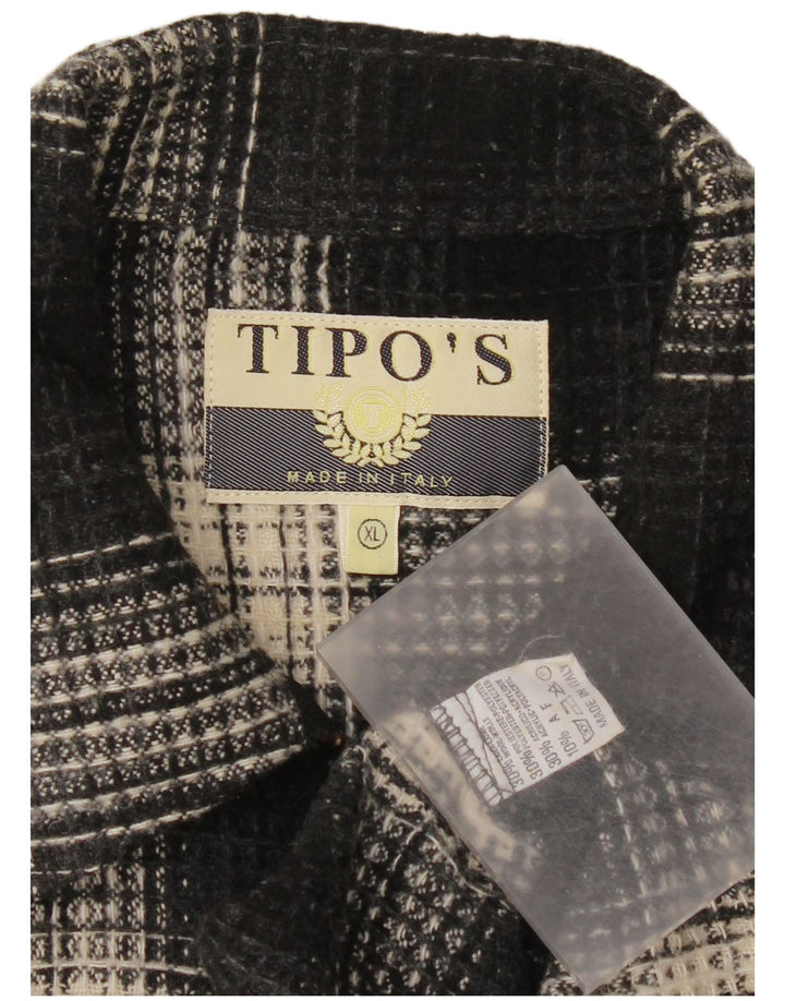 Cămașă pentru bărbați Tipo' S Cămașă de flanel XL Lână neagră cu carouri