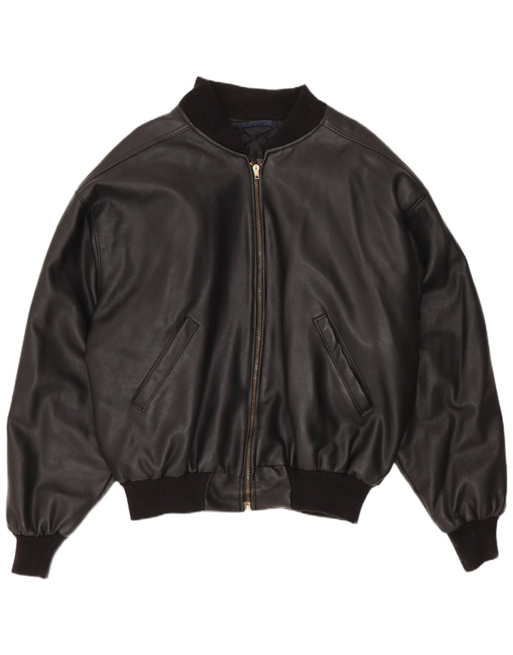 Jachetă de piele vintage pentru bărbați UK 42 XL neagră