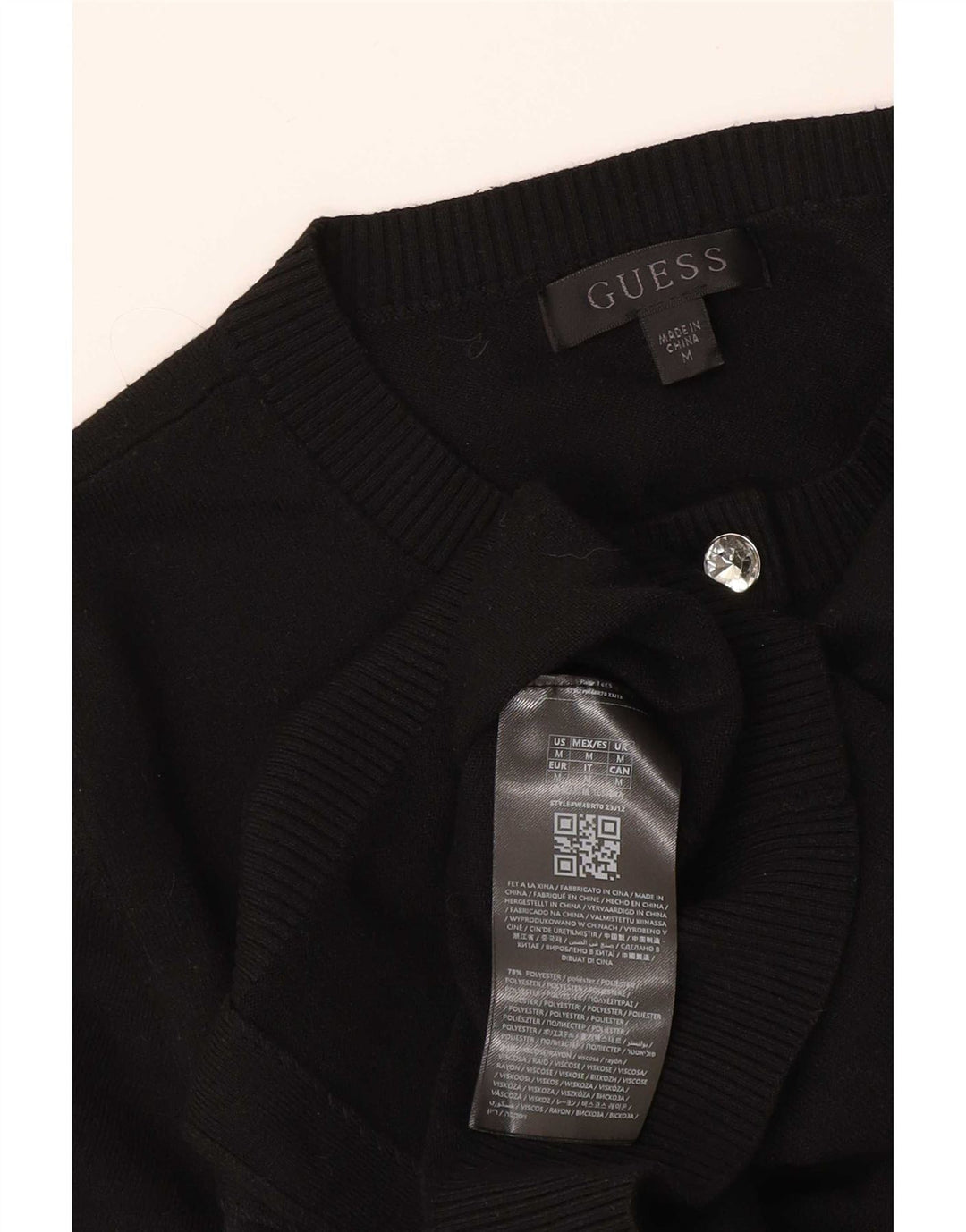 Pulover Crop Cardigan Guess pentru femei UK 12 Poliester mediu negru