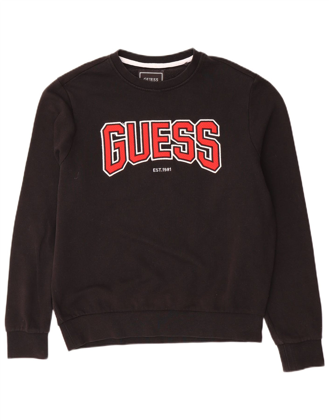Guess Pulover grafic pentru bărbați UK 34 Bumbac negru mic