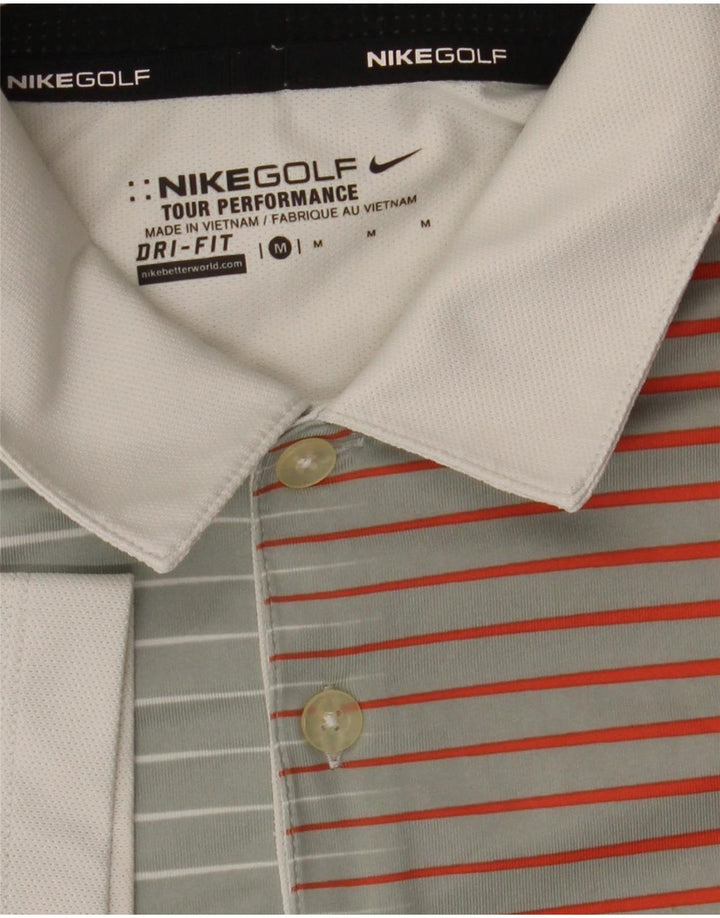 Tricou polo Nike Dri Fit pentru bărbați, gri mediu cu dungi