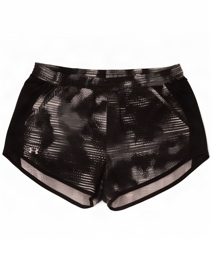 Pantaloni scurți sport Under Armour pentru femei, cu model abstract, UK 10 Small Black