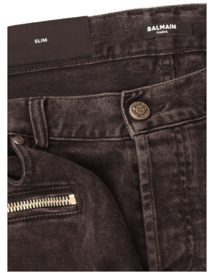 Blugi slim pentru bărbați Balmain W34 L30 bumbac gri