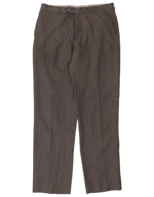 Marks & Spencer Mens Straight Suit Trousers W34 L33 Grey Polyester