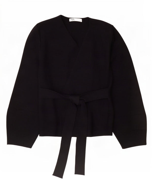 Pulover cardigan pentru femei Zara UK 10 Poliamidă neagră mică