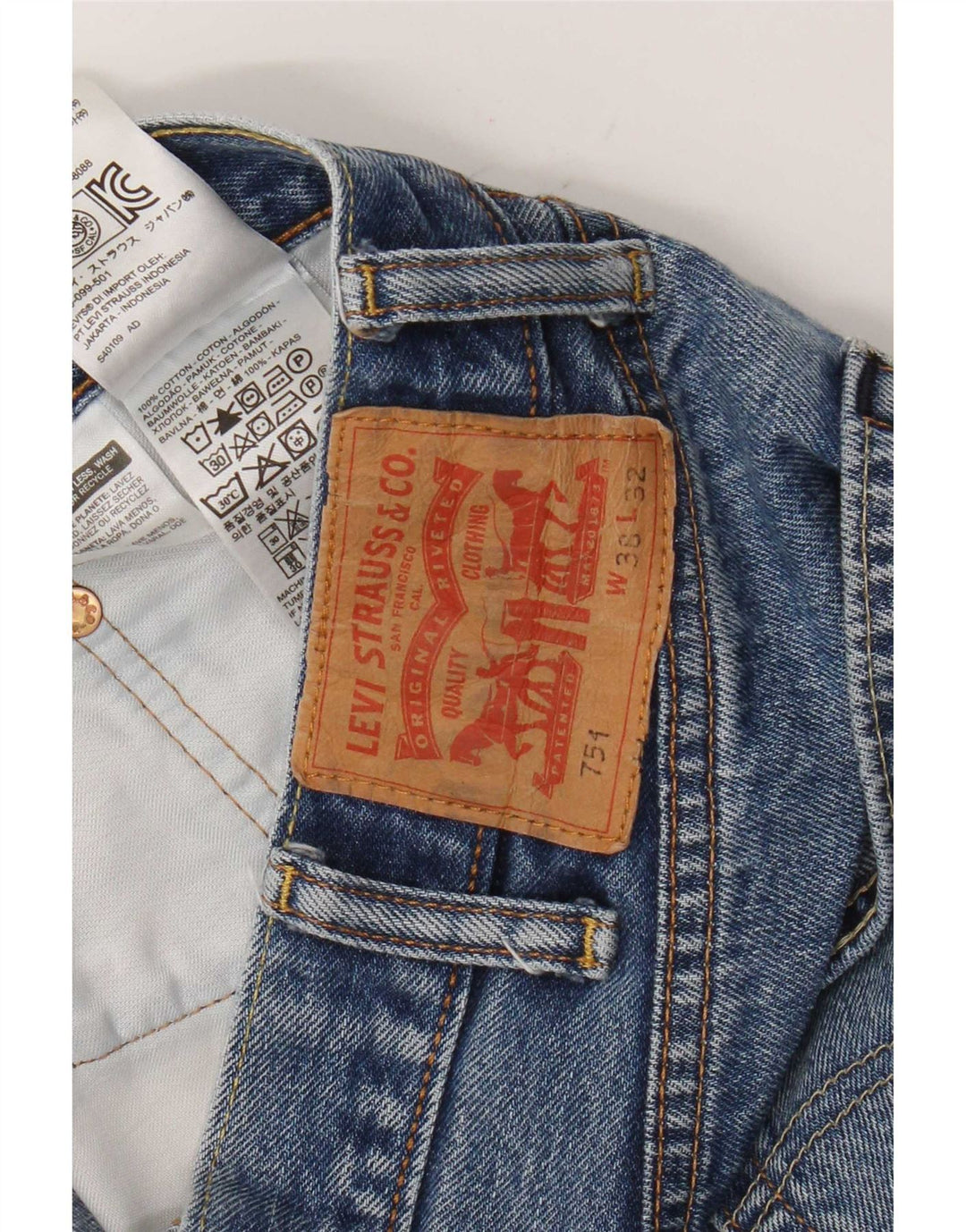 Blugi drepti pentru bărbați Levi's 751 W36 L29 Bumbac albastru
