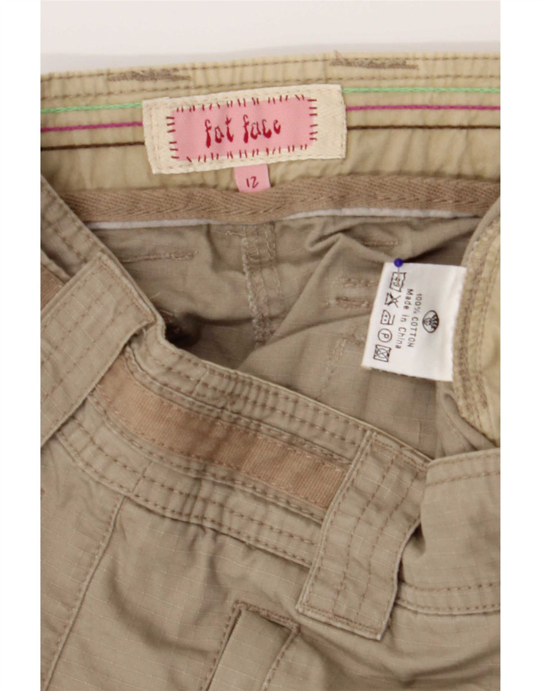 Pantaloni scurti cargo pentru femei Fat Face UK 12 Medium W30 Kaki Bumbac