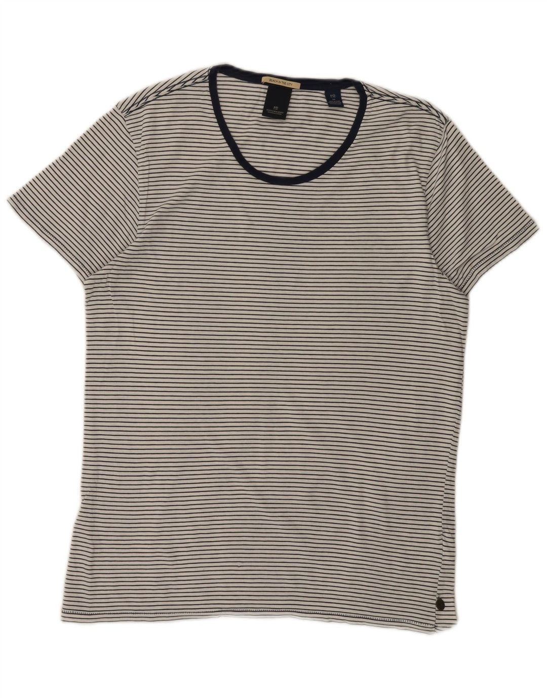 Tricou pentru bărbați SCOTCH & SODA Top Medium White Pinstripe Bumbac