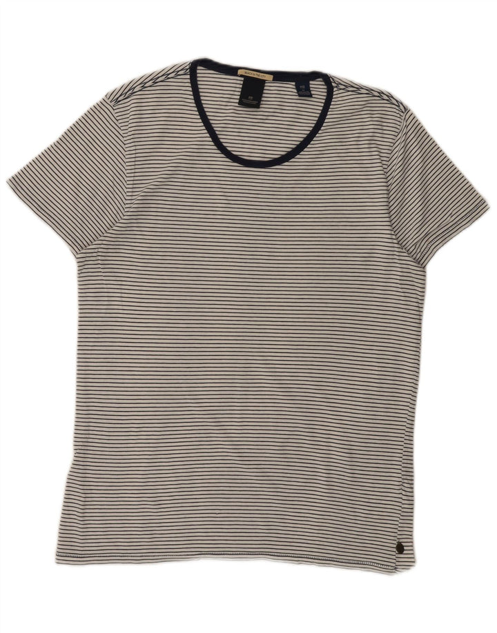 Tricou pentru bărbați SCOTCH & SODA Top Medium White Pinstripe Bumbac