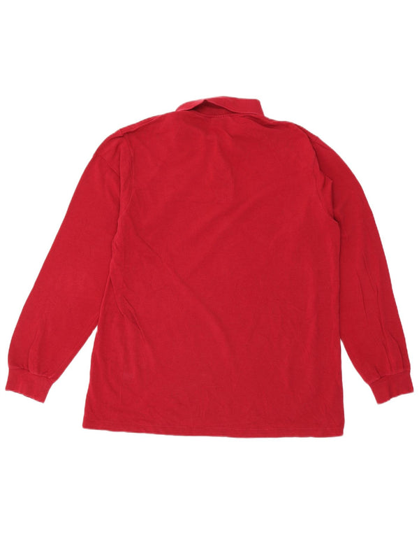 Tricou polo pentru bărbați Lacoste cu mânecă lungă, mărime 4, bumbac roșu mediu