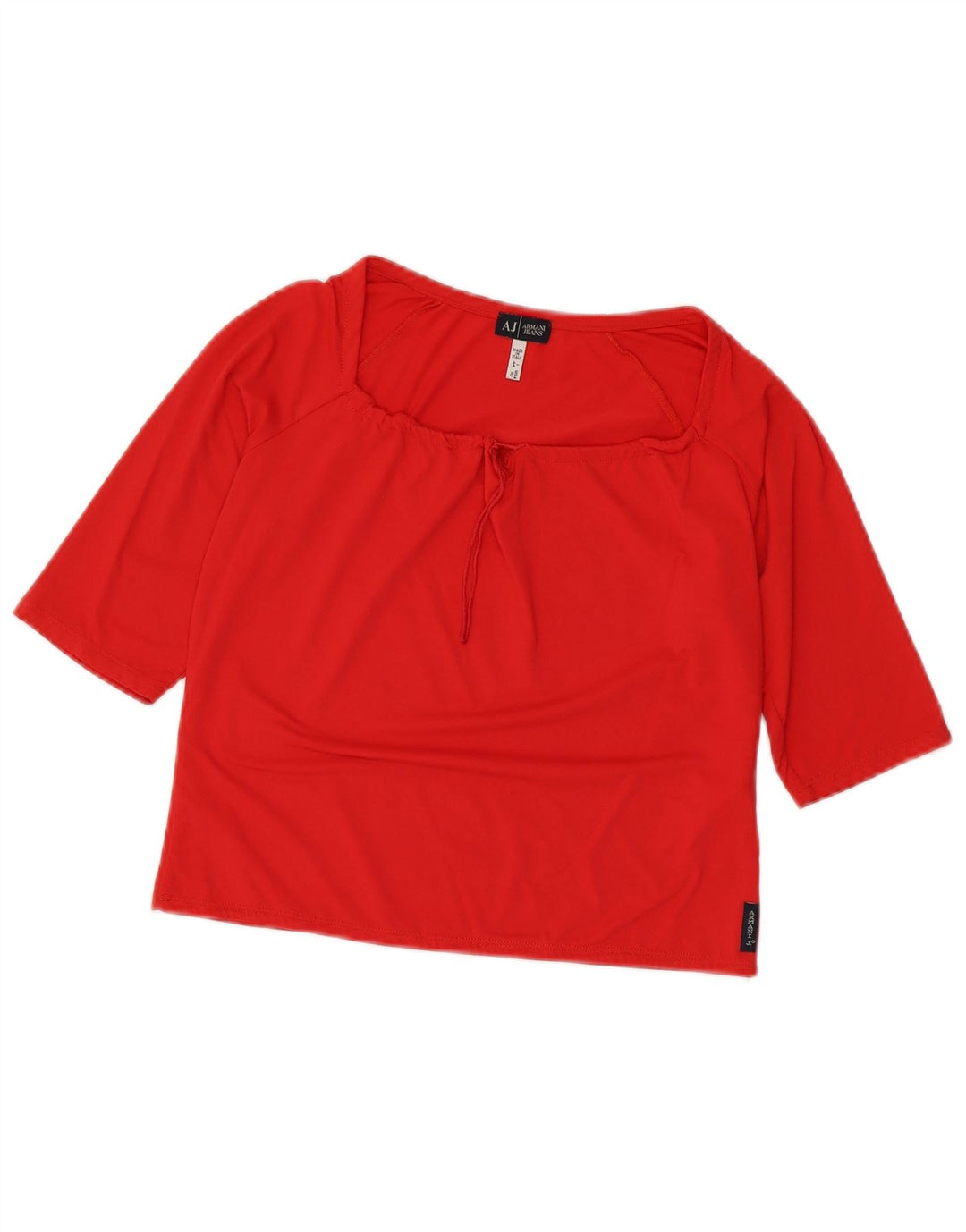 Bluză de top cu mâneci 3/4 pentru femei Armani Jeans UK 14 Poliamidă roșu mediu