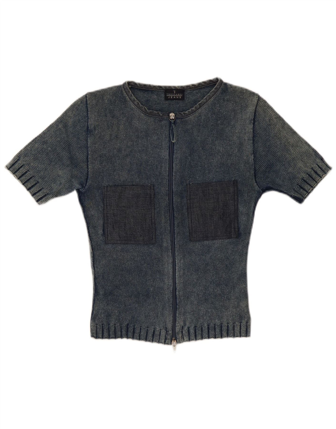 Pulover cardigan cu mânecă scurtă pentru femei Trussardi Jeans UK 12 Medium Blue