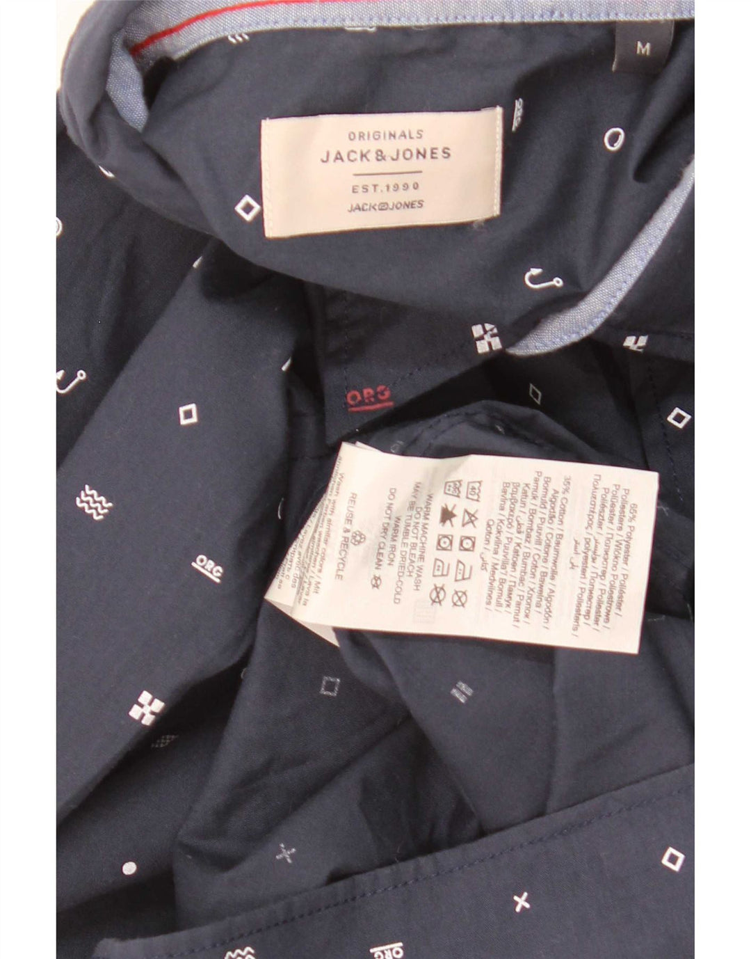Cămașă Jack & Jones pentru bărbați cu model abstract, poliester mediu bleumarin