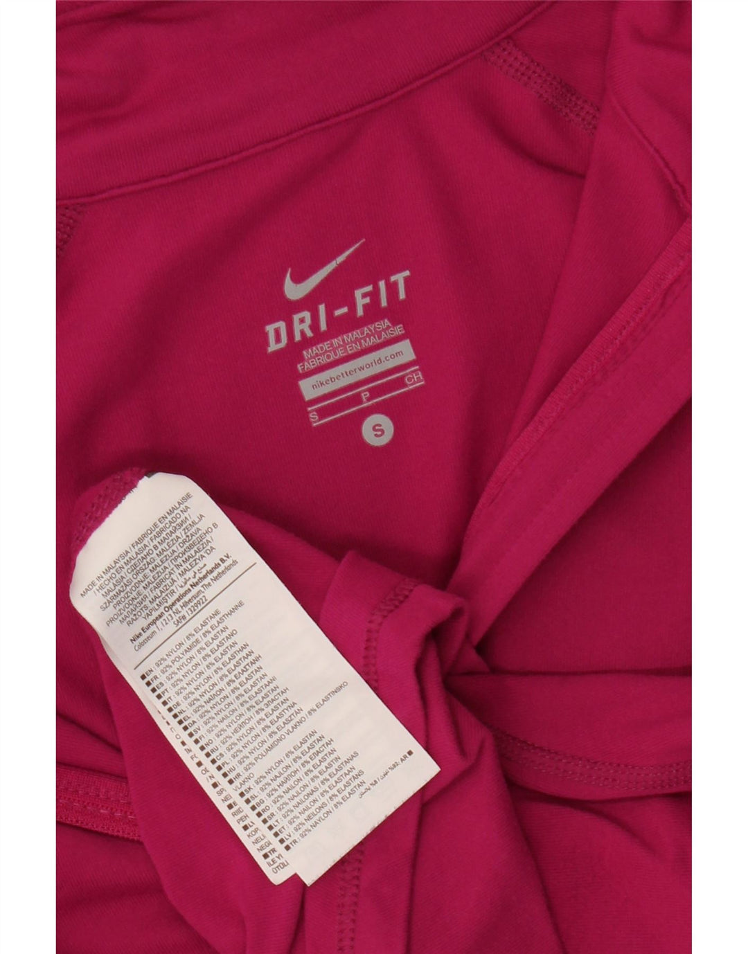 Top de trening NIKE Dri Fit, cu fermoar și gât, pentru femei, UK 10, nailon roz mic
