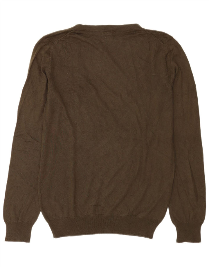 Pulover pentru femei Massimo Dutti cu decolteu în V UK 14 Medium Khaki Mătase