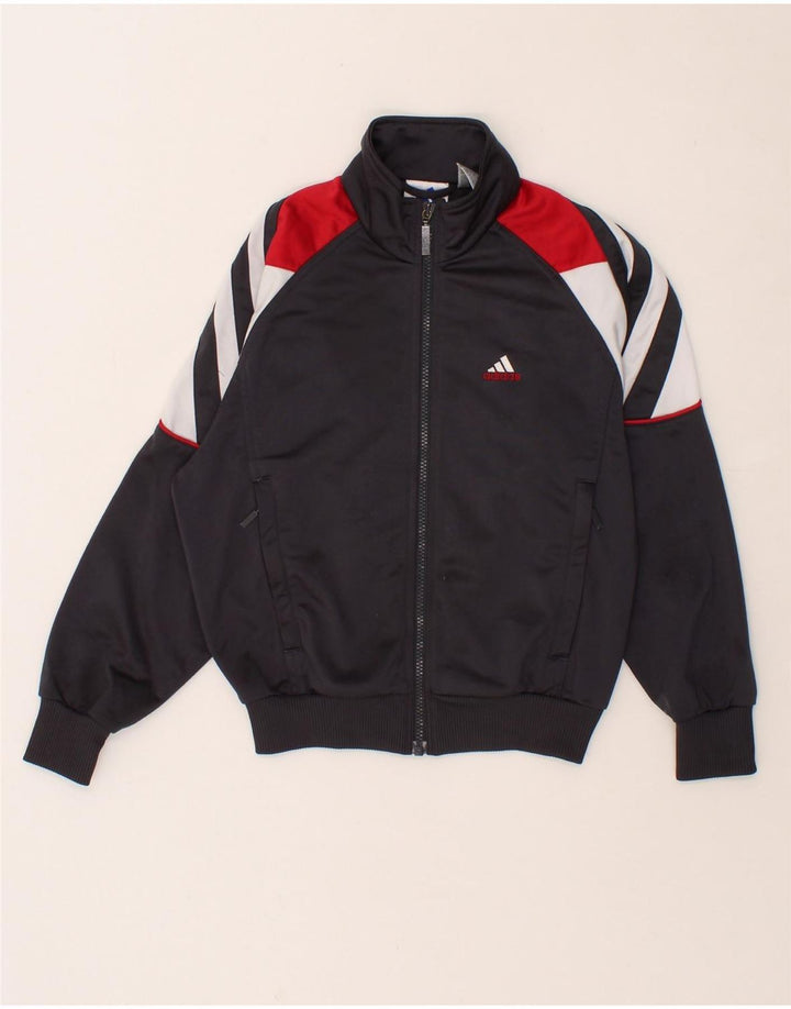 ADIDAS Boys Tracksuit Top Jacket 9-10 Years Navy Blue Colourblock Vintage Adidas and Second-Hand Adidas from Messina Hembry 