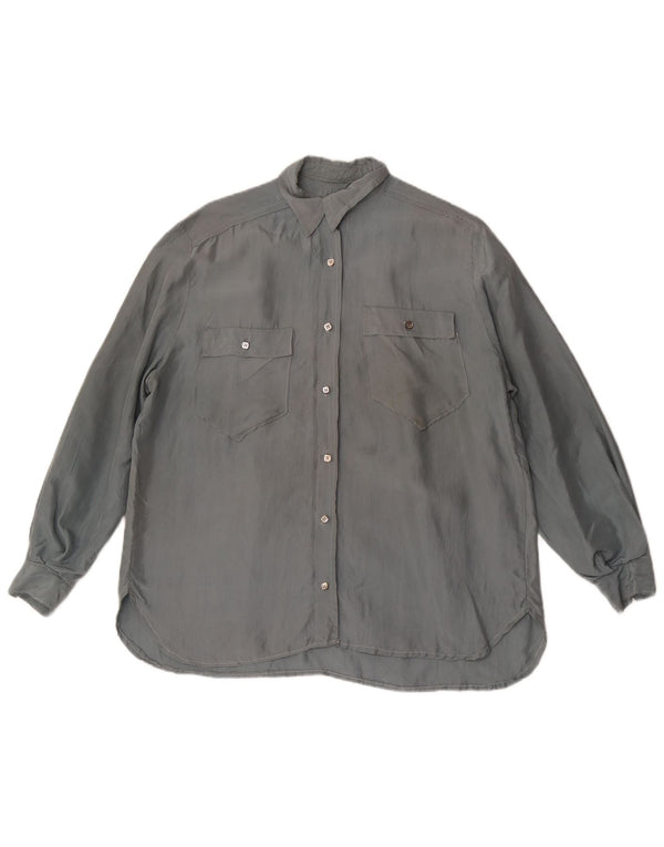 Bluză de cămașă vintage pentru femei UK 18 XL gri