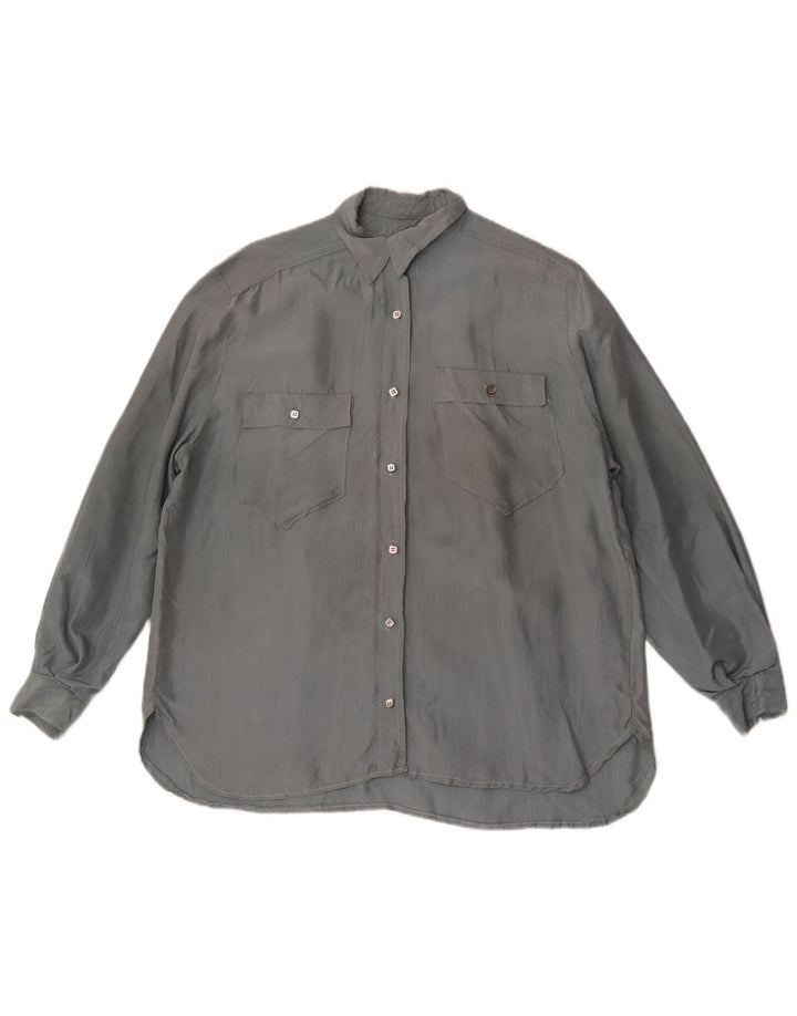 Bluză de cămașă vintage pentru femei UK 18 XL gri