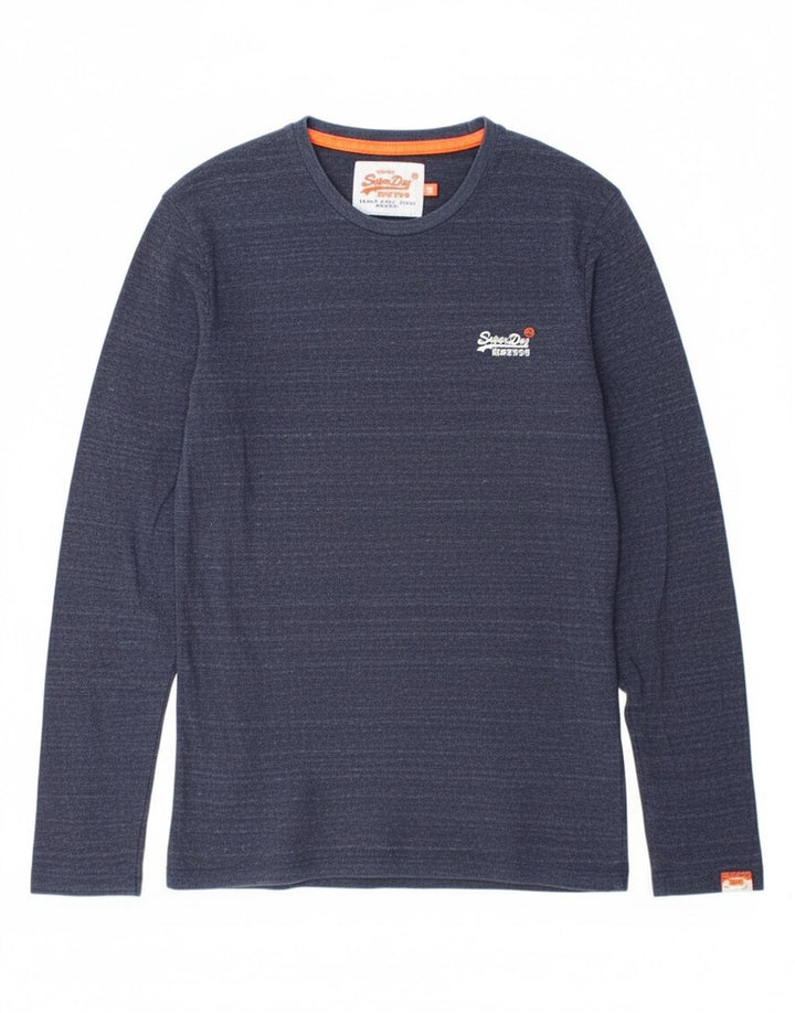 SUPERDRY Mens Top Long Sleeve Small Navy Blue Cotton