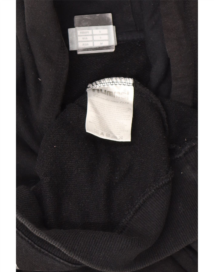 HUMMEL Mens Graphic Hoodie Jumper Small Black Cotton Vintage Hummel and Second-Hand Hummel from Messina Hembry 