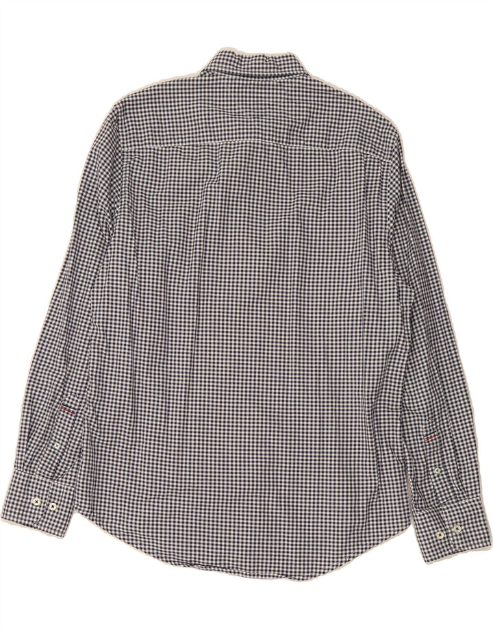 TOMMY HILFIGER Mens Shirt Size 15 1/2 16 Medium Navy Blue Gingham Vintage Tommy Hilfiger and Second-Hand Tommy Hilfiger from Messina Hembry 