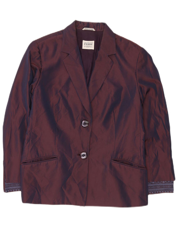 GIANFRANCO FERRE Jachetă pentru femei cu 2 nasturi, UK 16, mare, violet, florală