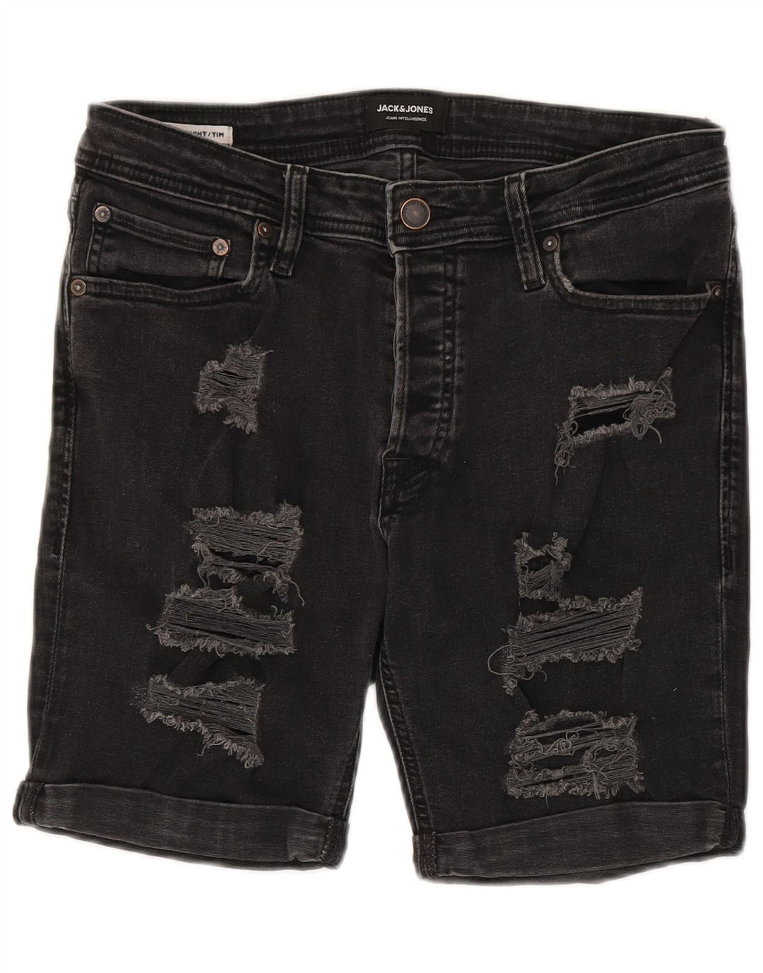 Pantaloni scurți din denim învechit Tim pentru bărbați Jack & Jones, bumbac negru mediu W30