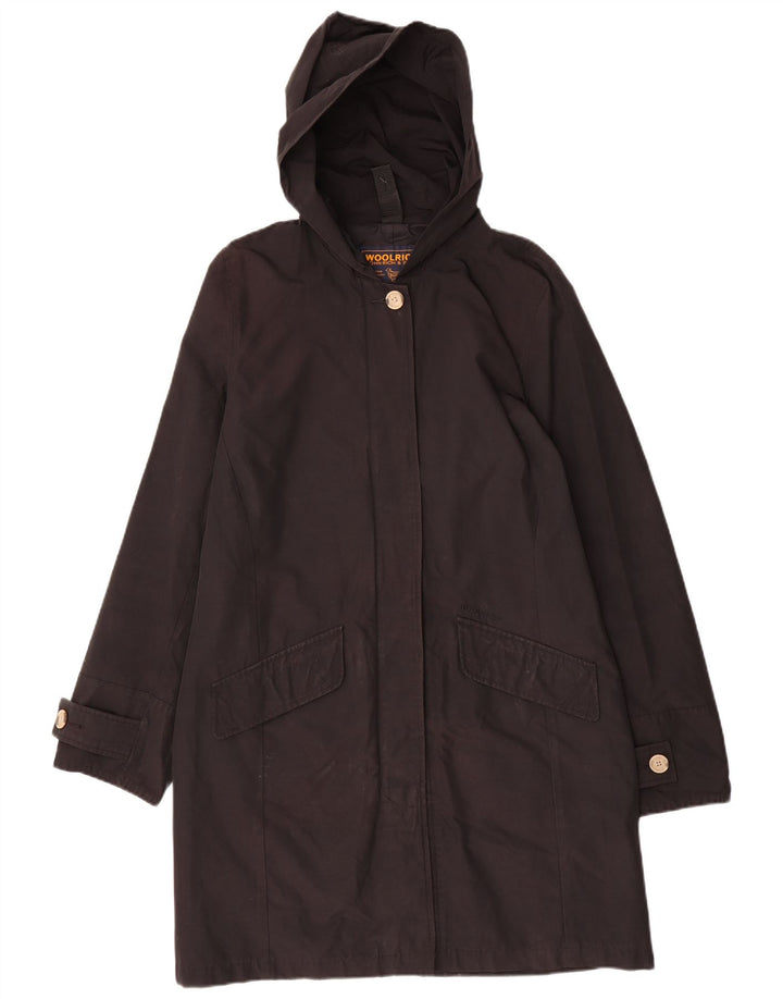 Palton cu glugă Woolrich pentru femei UK 16 mare, negru, bumbac