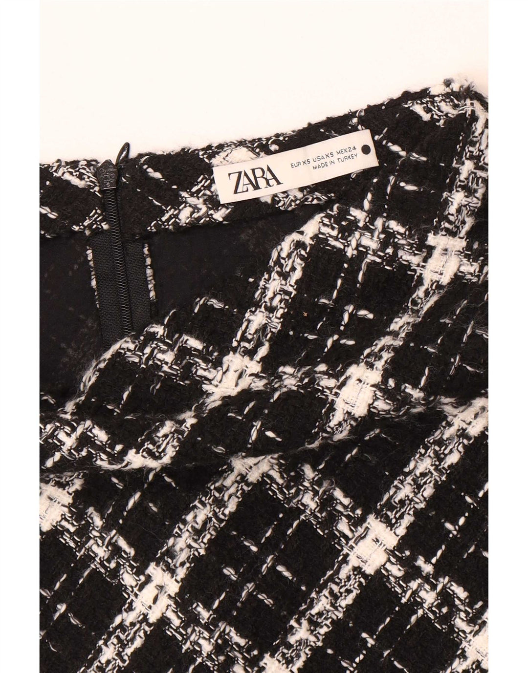 Fustă mini pentru femei Zara XS W24 Black Check