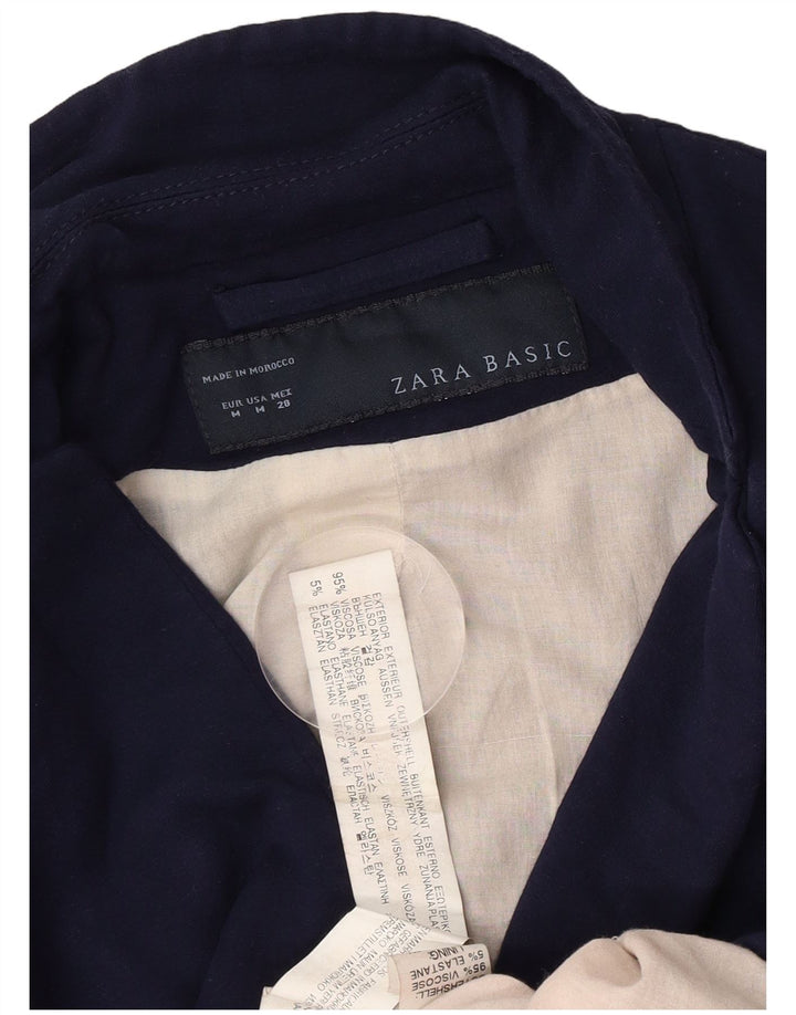 Blazer pentru femei Zara cu 1 nasture UK 12 Medium Bleumarin Viscoza