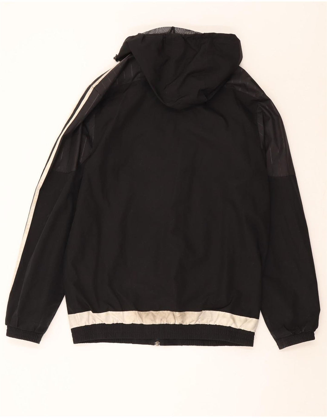 Jachetă de ploaie cu glugă ADIDAS pentru bărbați UK 38 Medium Black Colorblock Poliester