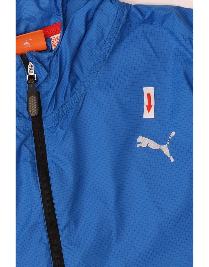 Jachetă de ploaie cu glugă Puma pentru bărbați UK 42 XL Blue Check Nylon