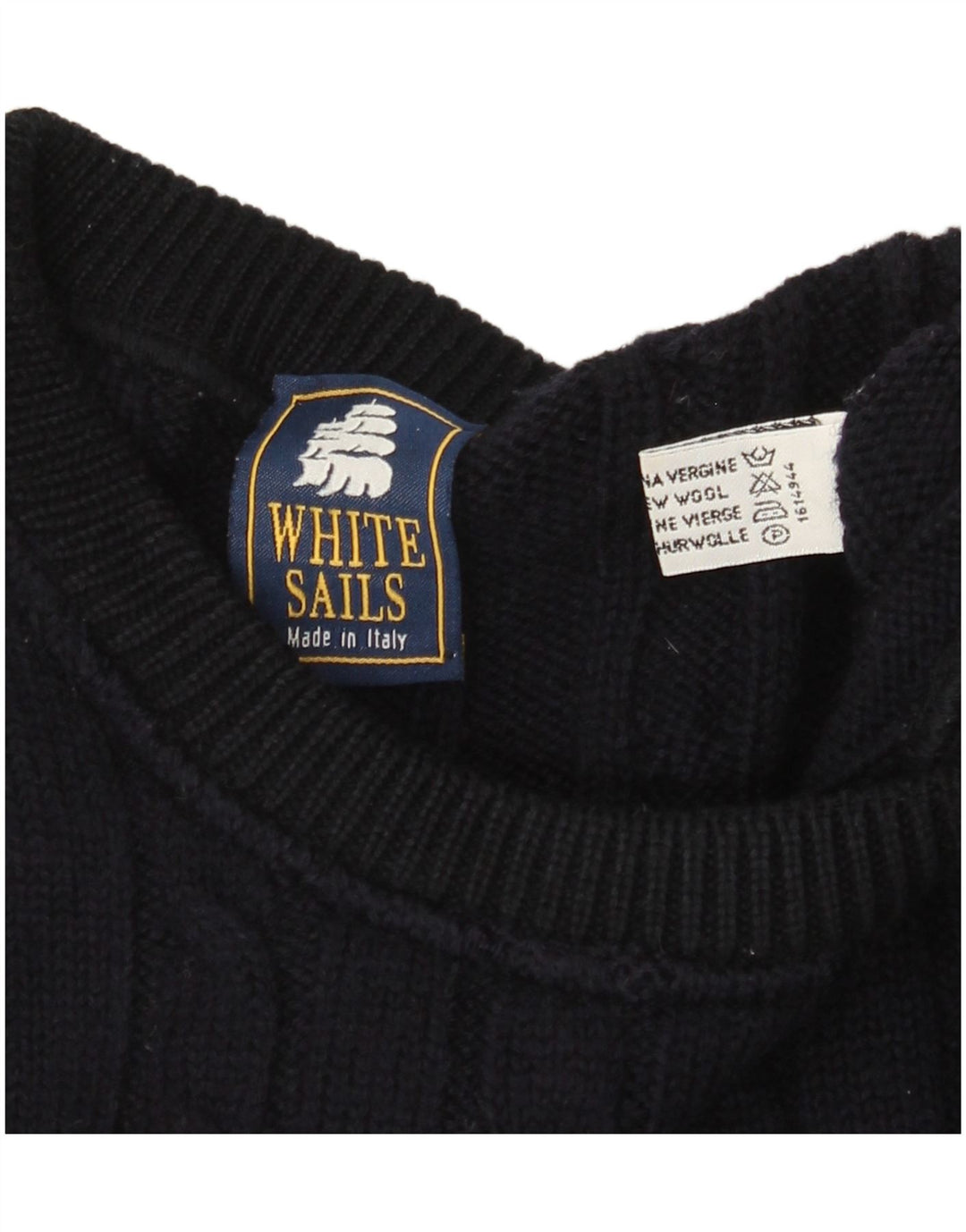 Pulover pentru bărbați White Sails cu gât crew pulover mare lână bleumarin