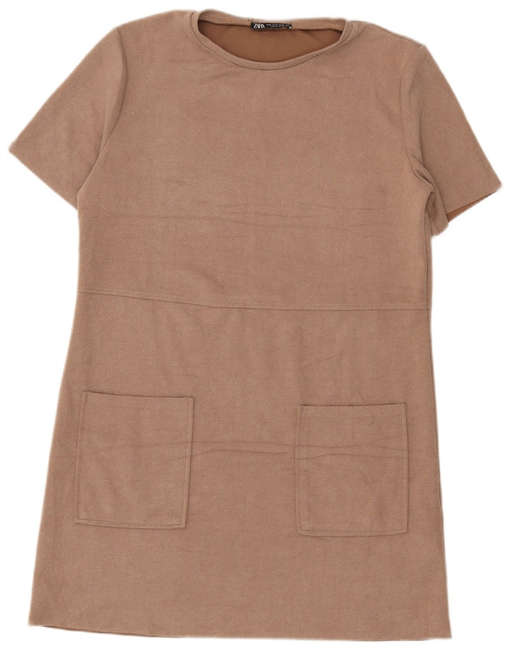 Rochie de damă Zara Marea Britanie 14 Medium Bej Poliester