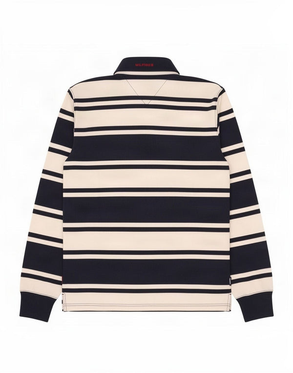 Tricou polo Tommy Hilfiger pentru bărbați Vintage Fit Rugby, în dungi, albastru bleumarin mediu