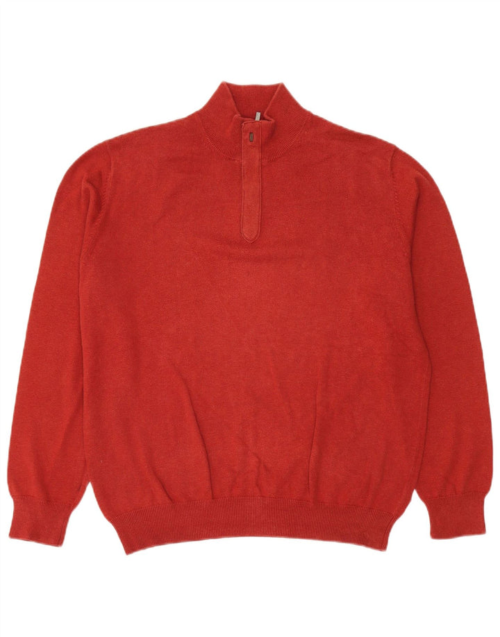 MASSIMO DUTTI Pulover pentru bărbați cu fermoar și gât, bumbac mare roșu