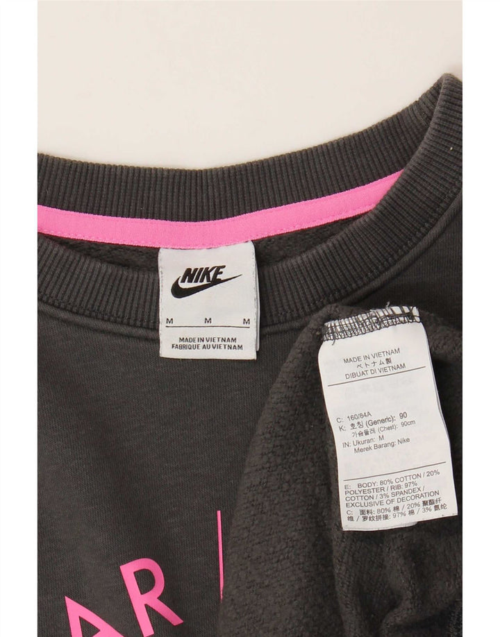 Pulover supradimensionat cu grafic Nike pentru femei UK 14 Bumbac gri mediu
