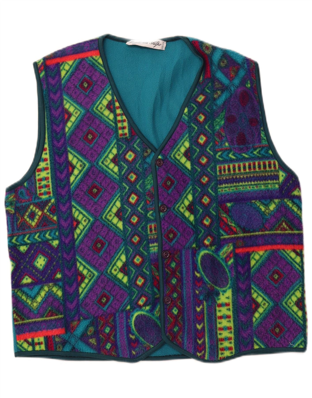 VINTAGE Gilet pentru bărbați din lână UK 42 XL Multicolor Geometric