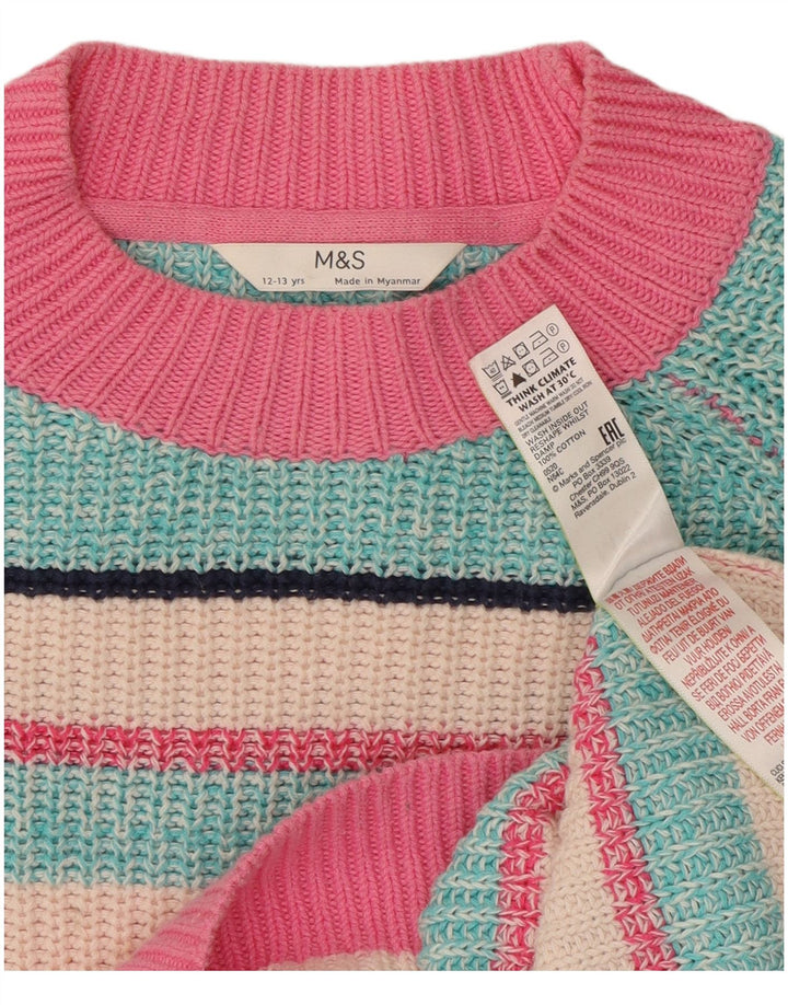 Pulover pentru fete Marks & Spencer cu decolteu rotund 12-13 ani, multicolor