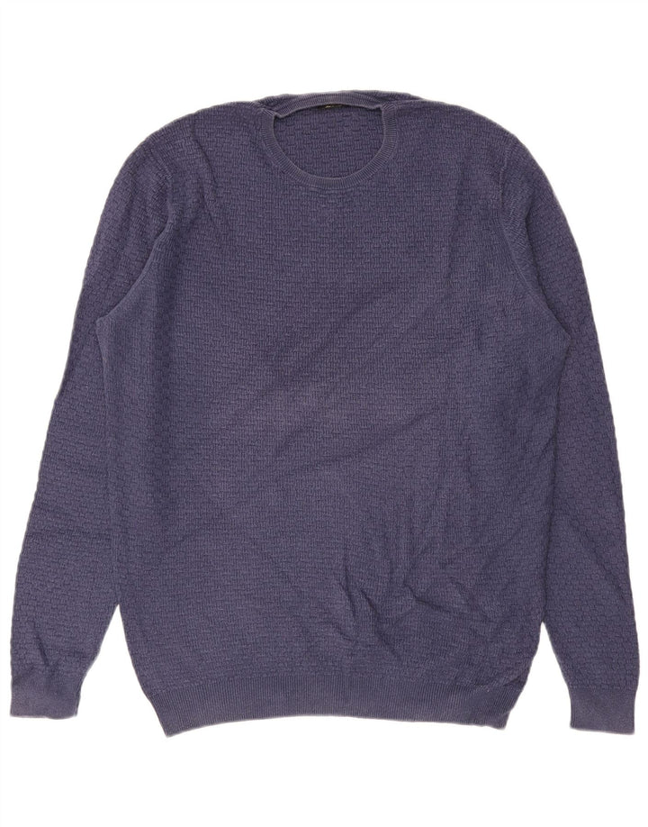 MASSIMO DUTTI Pulover pentru bărbați cu gât crew pulover XL bumbac albastru