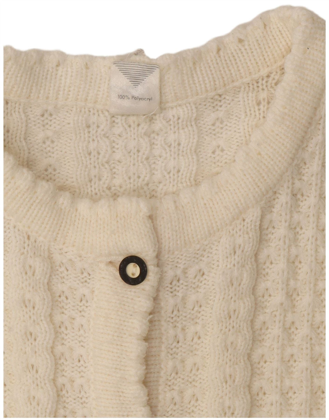 Pulover cardigan vintage pentru femei UK 16 mare, alb, poliacrilic