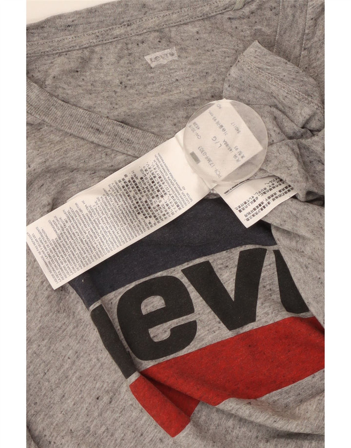 Tricou grafic LEVI'S pentru femei Top UK 14 mare, gri bumbac cu pete