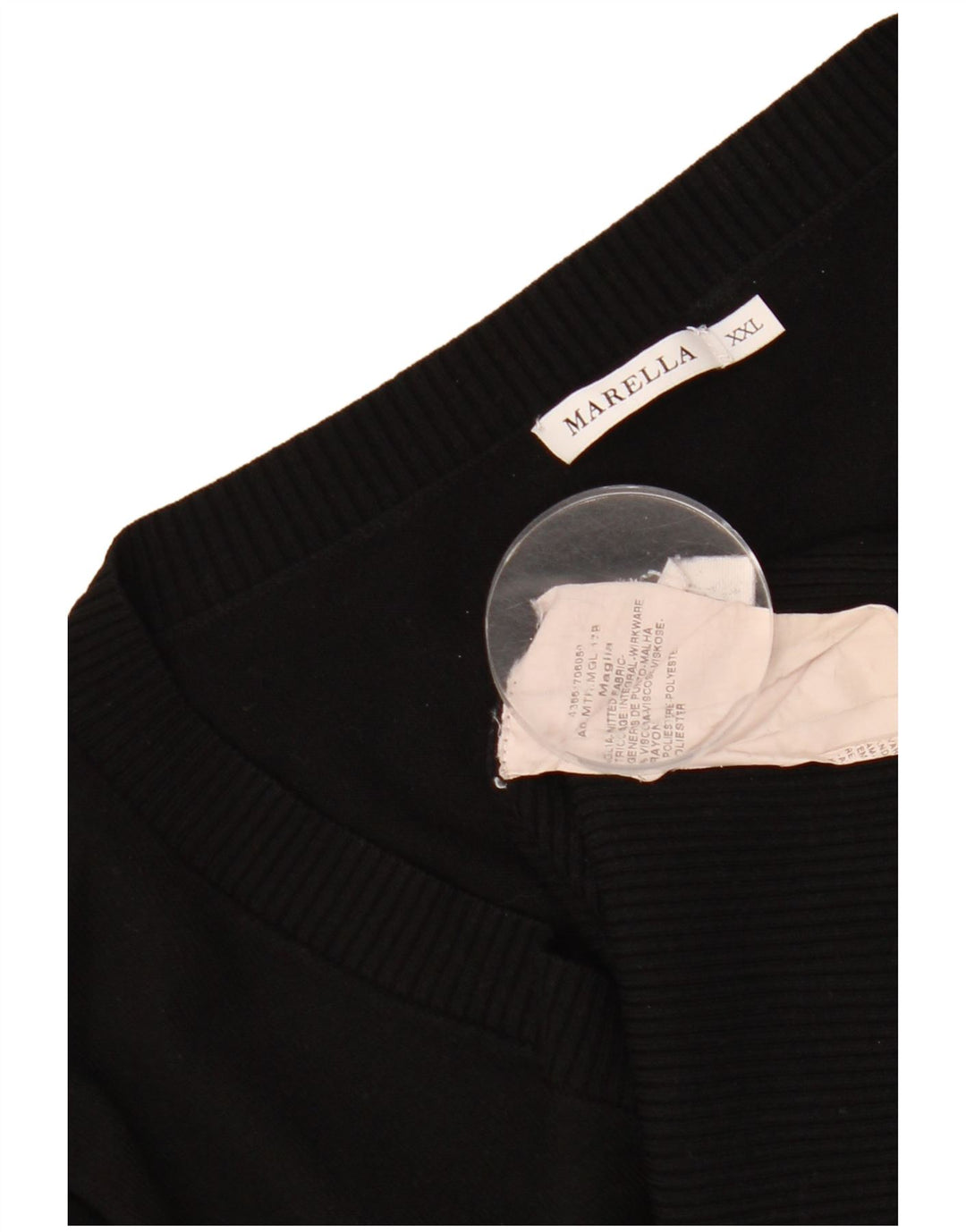 MARELLA Pulover militar cu decolteu în V pentru femei UK 20 2XL Viscoză neagră