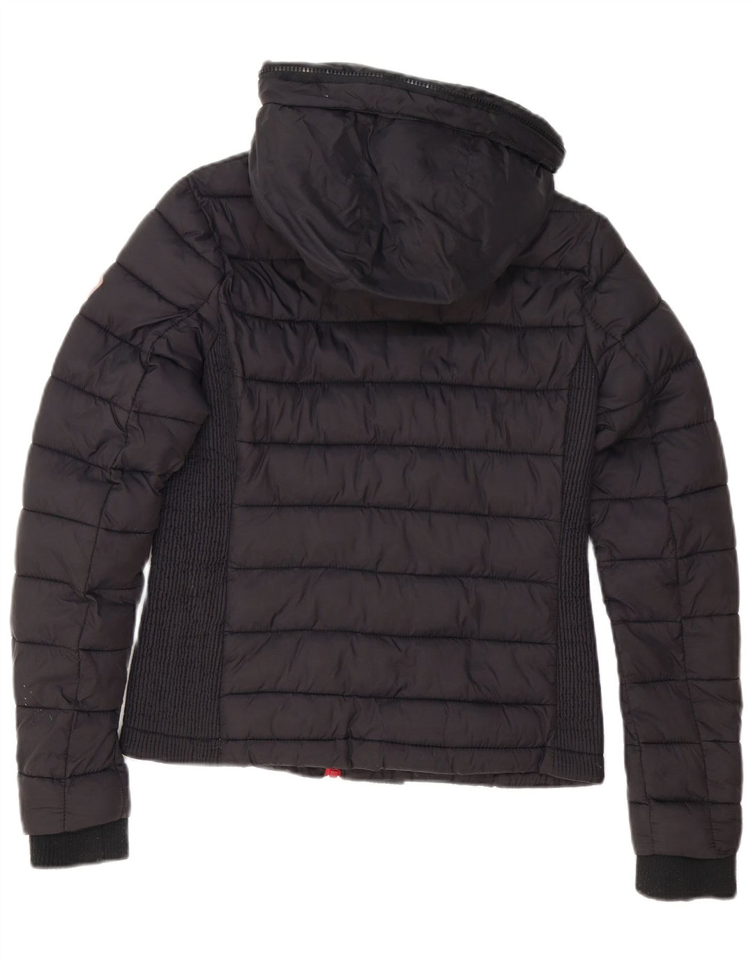 Jachetă căptușită cu glugă Superdry pentru femei UK 12 Medium Black Nylon