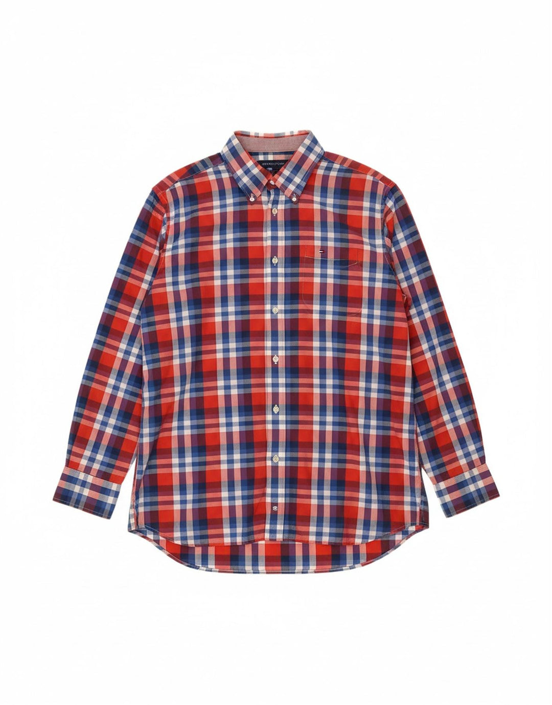 TOMMY HILFIGER Mens Regular Fit Shirt 2XL Red Check Cotton