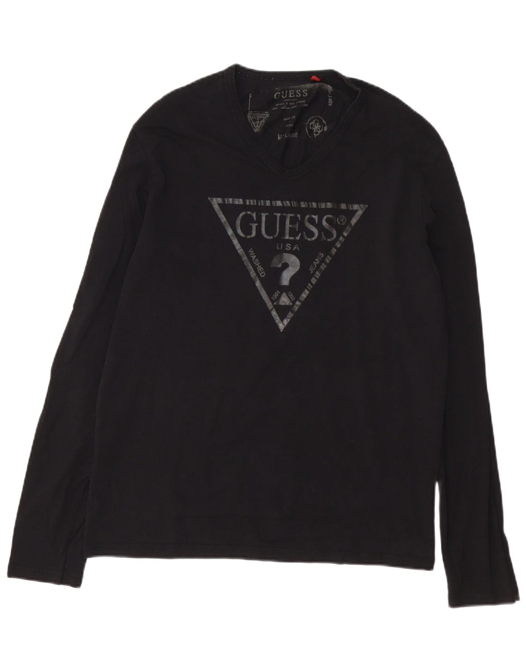 Guess Top grafic pentru bărbați cu mânecă lungă XL, bumbac negru